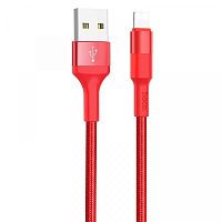 кабель usb - ios lighting hoco x26 красный 1м (2а) нейлон  фото