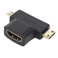 переходник h174 hdmi - mini-hdmi - micro hdmi, гнездо hdmi - штекеры mini и micro hdmi видео адаптер  фото