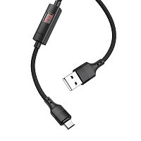 шнур usb - microusb hoco s13 длина 1,2м, дисплей таймера заряда, (2,4 а), нейлон  фото