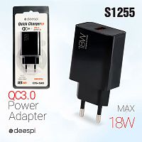 блок питания deespi s10, 5v / 3a ,  qc3.0, 18w   зарядное устройство с usb, черный цвет  фото