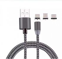 кабель usb 2a магнитный орбита mg-112 (microusb/type-c/iph) 1м/250  фото