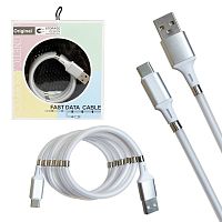кабель usb - type-c с магнитами для красивой укладки 1m magnet mr-36 white белый  фото