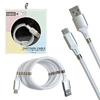 кабель usb - type-c с магнитами для красивой укладки 1m magnet mr-36 white белый  фото
