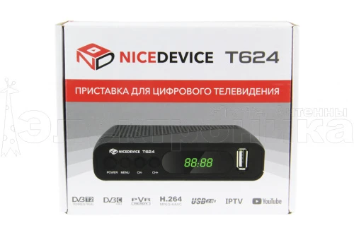 Ресивер цифровой NiceDevice T624 эфирный DVB-T2/C тв приставка бесплатное тв тюнер медиаплеер от магазина Электроника GA